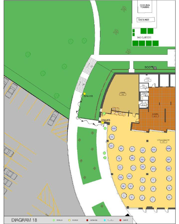 Ein detaillierter Grundrissplan einer neuen Schule, der Gebäude, Räume, Flure und Campusmerkmale zeigt und von Text begleitet wird, der das Layout, die Schülerkapazität, die Klassenzimmerstandorte und Annehmlichkeiten beschreibt.