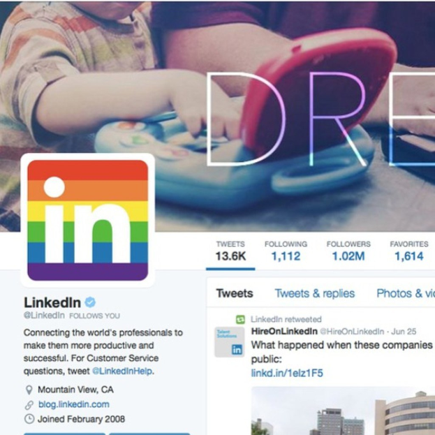 LinkedIn-Profilseite mit Profilbild, Logo und Textinhalt.