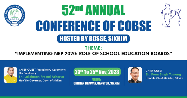 Werbung für die 52. Jahrestagung der COBSE, veranstaltet von Bosse Sikkim, mit zwei Personen und Eventdetails.