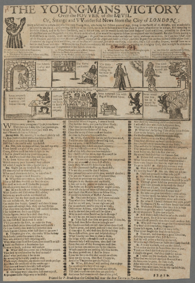 Eine Zeitung mit Text und Illustrationen, die den Sieg eines jungen Mannes feiert, mit detaillierten Bildern von entschlossenen jungen Männern und mutigen Sieg-Themen-Text.