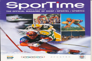Titelbild des *Sporttime Magazine* März 1996 mit Skifahren und Snowboarden