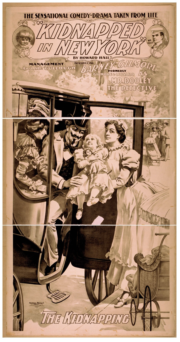 Plakat für den Film *Entführt in New York* mit einer Gruppe besorgter Menschen in einem Fahrzeug mit dem Titel über der Oberseite und ged├Ąmpften Farben.