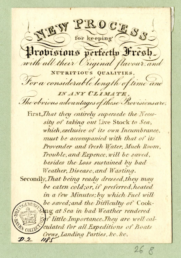 Papier mit gedrucktem Text, der "Neues Verfahren zum Frischhalten von Probiotika" und einen Stempel auf der linken Seite trägt.