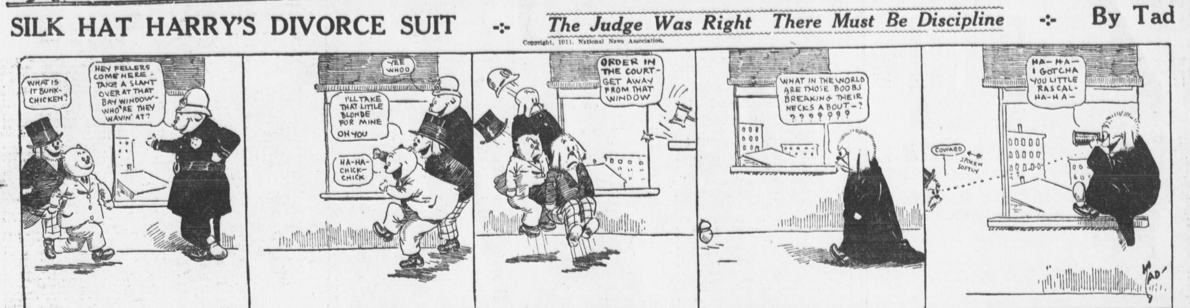 Cartoon-Illustration eines Mannes in einem schwarzen Anzug und einer Frau in einem eleganten Kleid mit ernsten Gesichtern, beschriftet mit 'Scheidungsklage.'