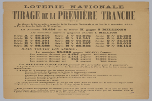 Lotterielos mit der Aufschrift "Loterie Nationale Tirage de la Première Tranche"